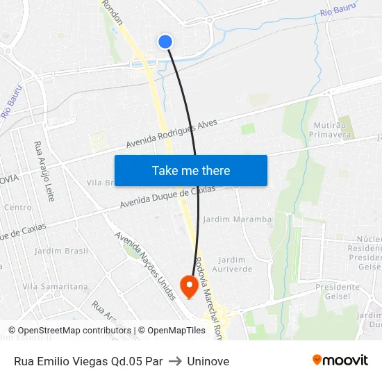 Rua Emilio Viegas Qd.05 Par to Uninove map