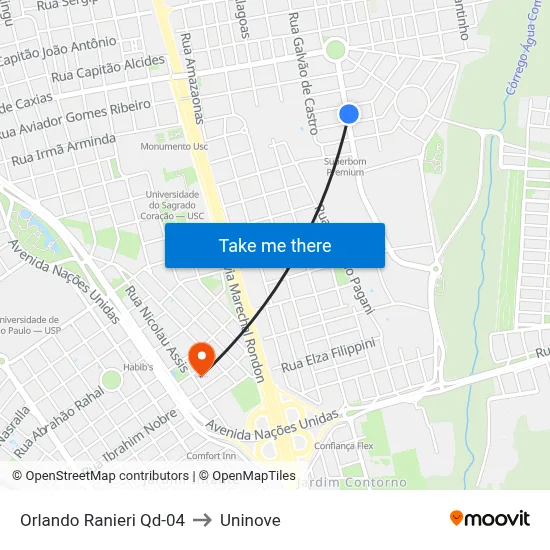 Orlando Ranieri Qd-04 to Uninove map