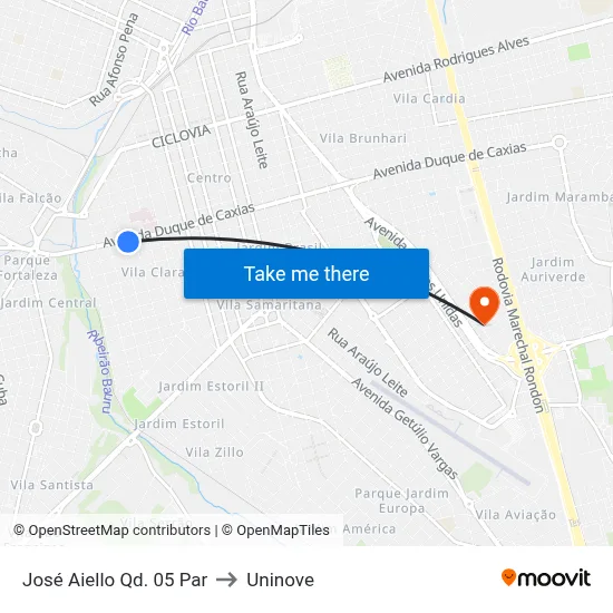 José Aiello Qd. 05 Par to Uninove map