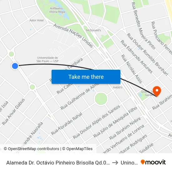 Alameda Dr. Octávio Pinheiro Brisolla Qd.08 Par to Uninove map