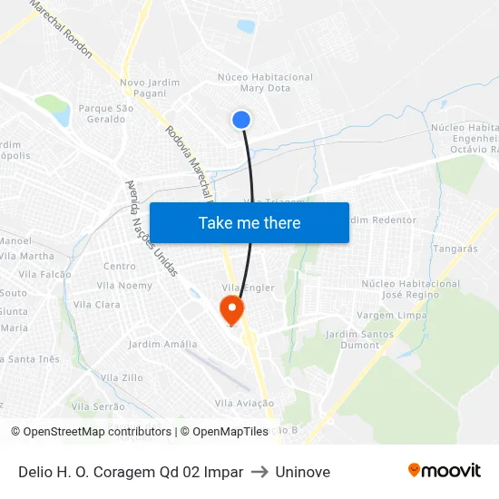 Delio H. O. Coragem Qd 02 Impar to Uninove map