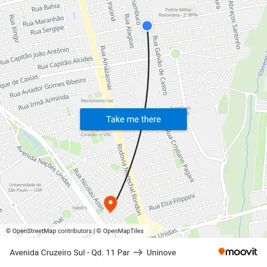 Avenida Cruzeiro Sul -  Qd. 11 Par to Uninove map
