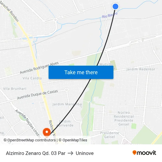 Alzimiro Zenaro Qd. 03 Par to Uninove map