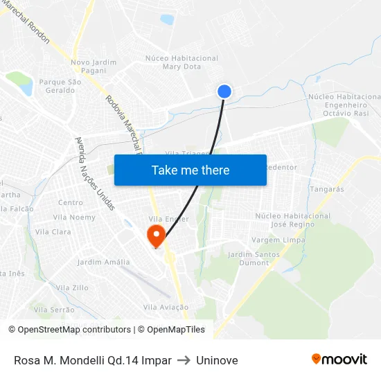 Rosa M. Mondelli Qd.14 Impar to Uninove map