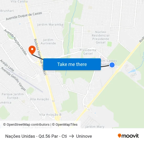 Nações Unidas - Qd.56 Par - Cti to Uninove map