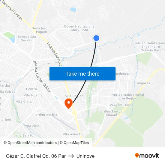 Cézar C. Ciafrei Qd. 06 Par to Uninove map