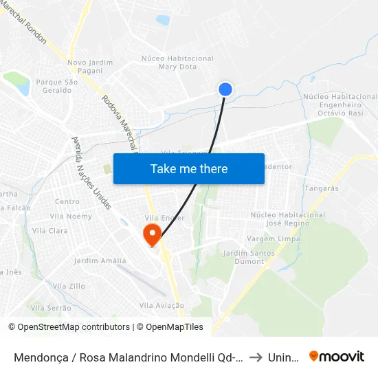 Mendonça / Rosa Malandrino Mondelli Qd-15 Impar to Uninove map