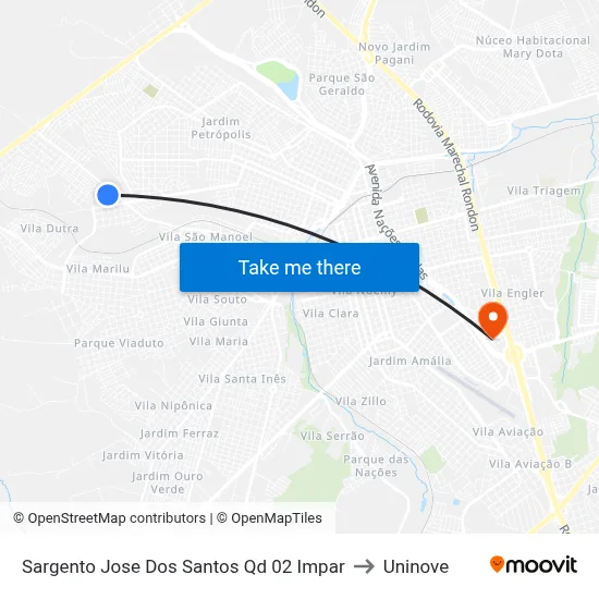 Sargento Jose Dos Santos Qd 02 Impar to Uninove map