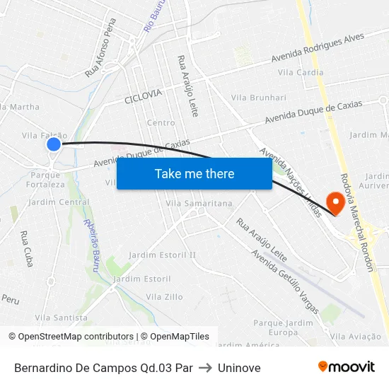 Bernardino De Campos Qd.03 Par to Uninove map