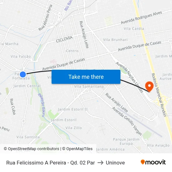 Rua Felicissimo A Pereira - Qd. 02 Par to Uninove map