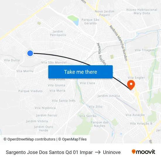 Sargento Jose Dos Santos Qd 01 Impar to Uninove map