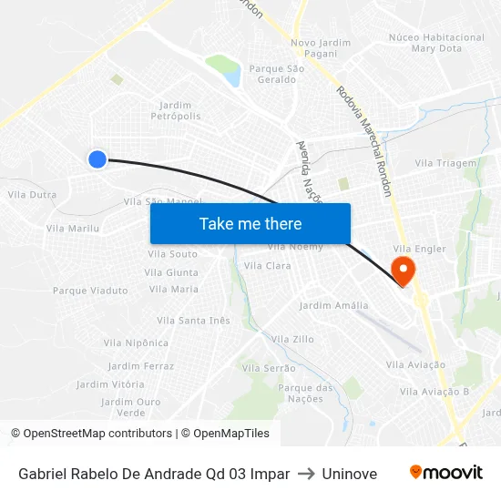 Gabriel Rabelo De Andrade Qd 03 Impar to Uninove map