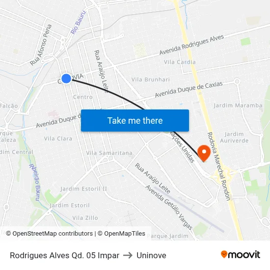 Rodrigues Alves Qd. 05 Impar to Uninove map