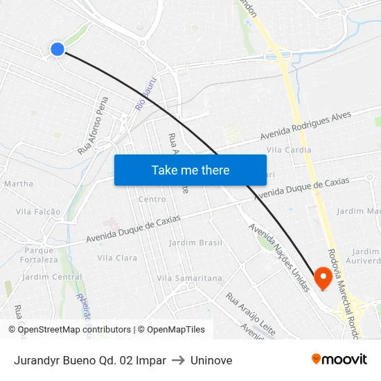 Jurandyr Bueno Qd. 02  Impar to Uninove map