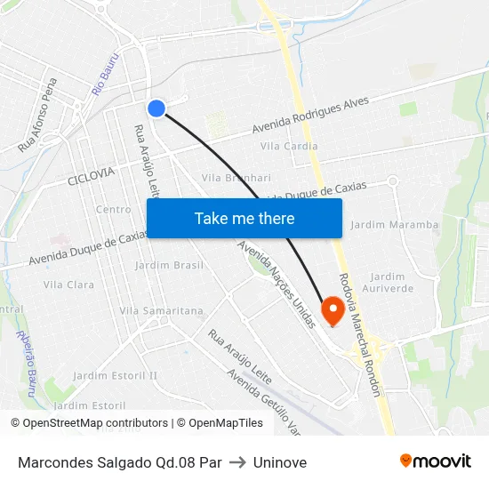 Marcondes Salgado Qd.08 Par to Uninove map