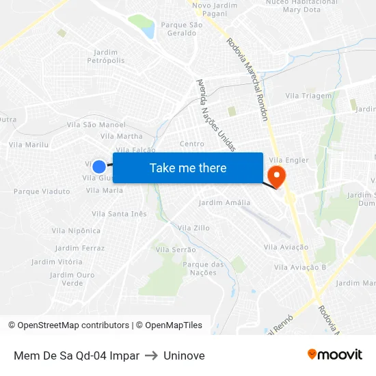 Mem De Sa Qd-04 Impar to Uninove map