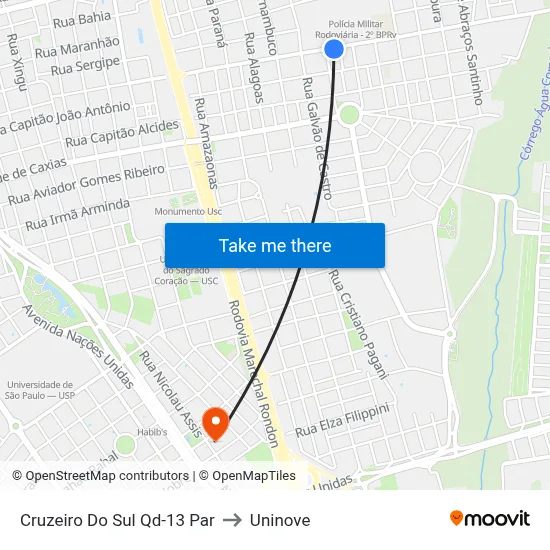 Cruzeiro Do Sul Qd-13 Par to Uninove map