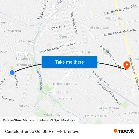 Castelo Branco Qd. 08 Par to Uninove map