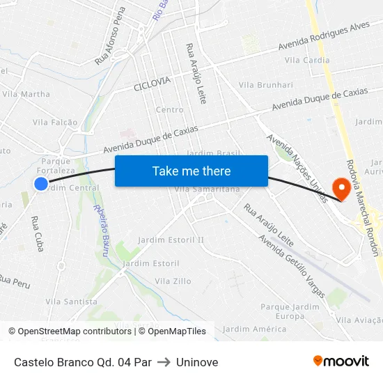 Castelo Branco Qd. 04 Par to Uninove map