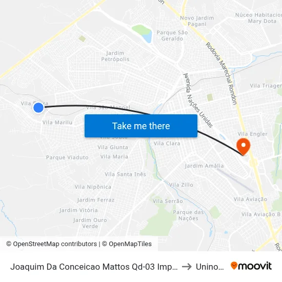 Joaquim Da Conceicao Mattos Qd-03 Impar to Uninove map