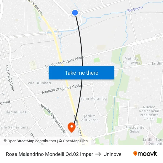 Rosa Malandrino Mondelli Qd.02 Impar to Uninove map
