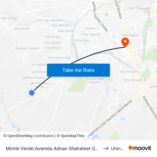 Monte Verde/Avenida Adnan Shahateet Qd. 08 Par to Uninove map