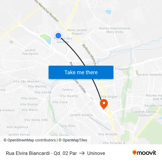 Rua Elvira Biancardi - Qd. 02 Par to Uninove map