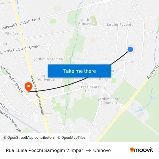 Rua Luísa Pecchi Samogim 2 Impar to Uninove map
