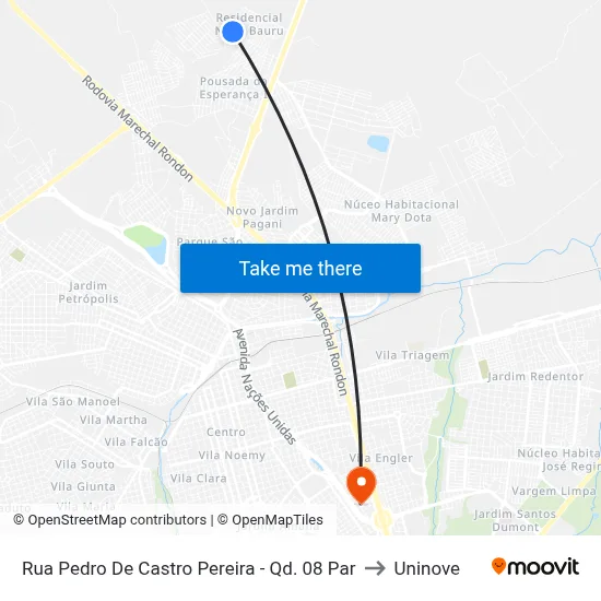 Rua Pedro De Castro Pereira - Qd. 08 Par to Uninove map