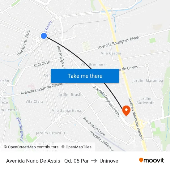 Avenida Nuno De Assis - Qd. 05 Par to Uninove map