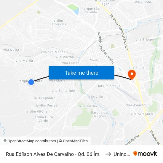 Rua Edílson Alves De Carvalho - Qd. 06 Ímpar to Uninove map