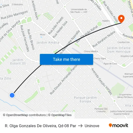 R. Olga Gonzales De Oliveira, Qd-08 Par to Uninove map