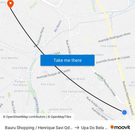 Bauru Shopping / Henrique Savi Qd 16 Impar to Upa Do Bela Vista map