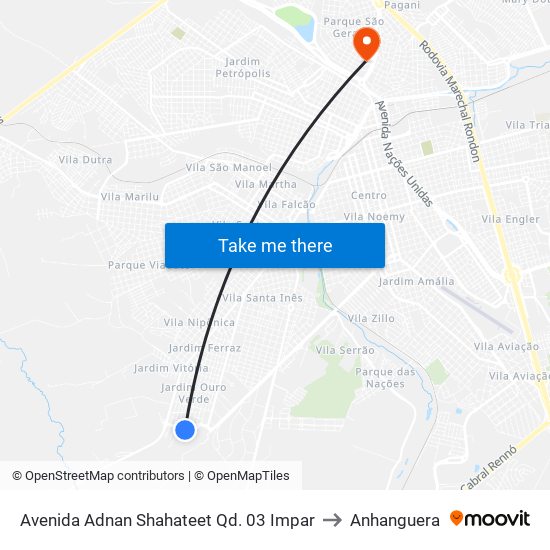 Avenida Adnan Shahateet Qd. 03 Impar to Anhanguera map