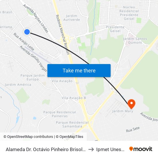 Alameda Dr. Octávio Pinheiro Brisolla Qd.11 Impar to Ipmet Unesp Bauru map