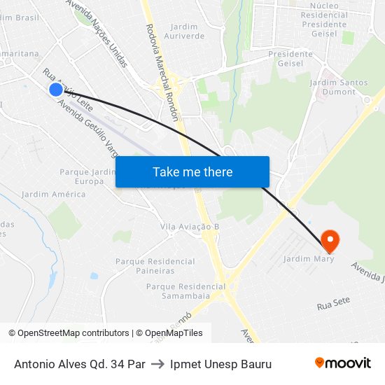 Antonio Alves Qd. 34 Par to Ipmet Unesp Bauru map