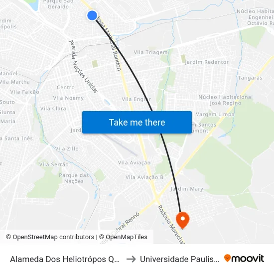 Alameda Dos Heliotrópos Qd. 08 Impar to Universidade Paulista - Unip map