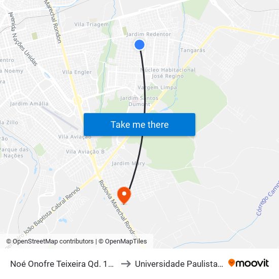 Noé Onofre Teixeira Qd. 10 Impar to Universidade Paulista - Unip map