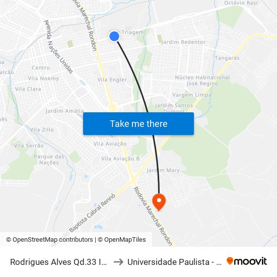 Rodrigues Alves Qd.33 Impar to Universidade Paulista - Unip map