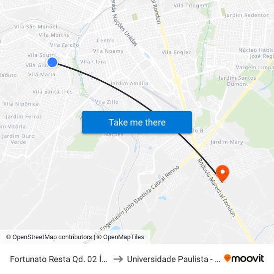 Fortunato Resta Qd. 02 Ímpar to Universidade Paulista - Unip map