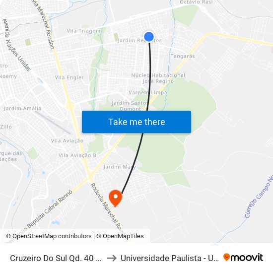 Cruzeiro Do Sul Qd. 40 Par to Universidade Paulista - Unip map