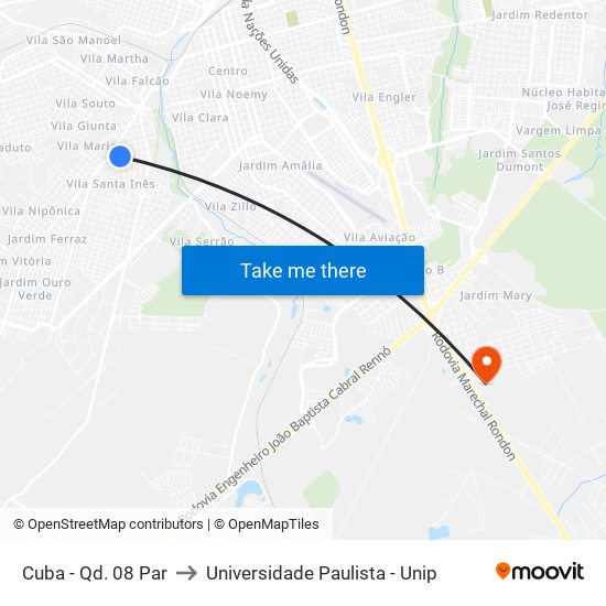 Cuba - Qd. 08 Par to Universidade Paulista - Unip map