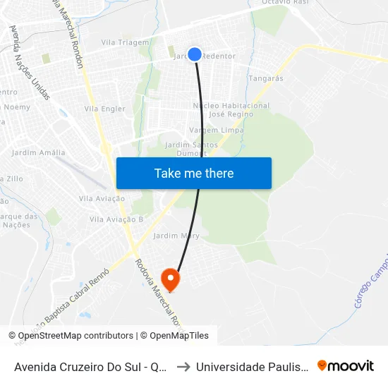 Avenida Cruzeiro Do Sul - Qd 32 Impar to Universidade Paulista - Unip map