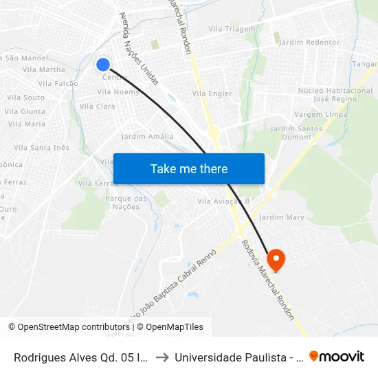Rodrigues Alves Qd. 05 Impar to Universidade Paulista - Unip map