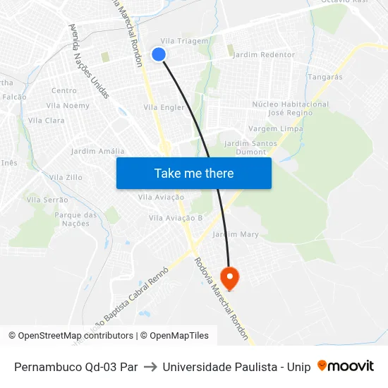 Pernambuco Qd-03 Par to Universidade Paulista - Unip map