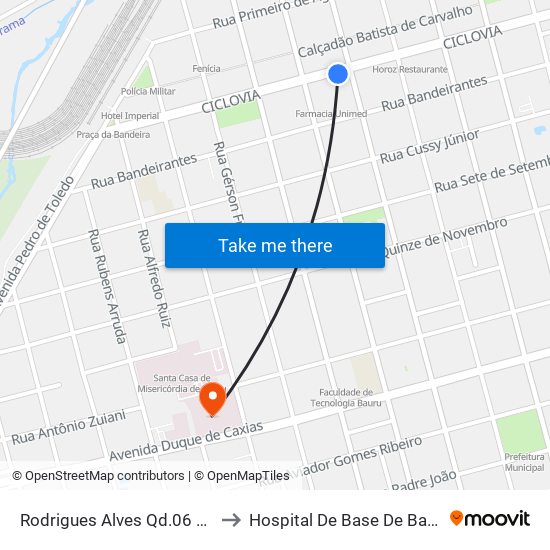 Rodrigues Alves Qd.06 Par to Hospital De Base De Bauru map