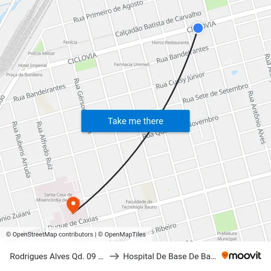 Rodrigues Alves Qd. 09 Par to Hospital De Base De Bauru map