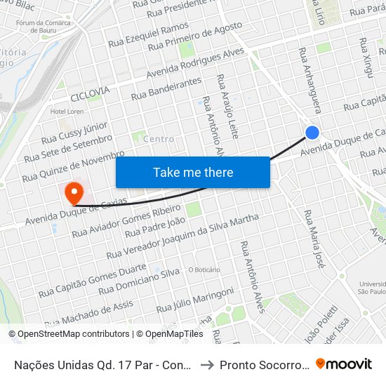 Nações Unidas Qd. 17 Par - Confiança Nações to Pronto Socorro Central map