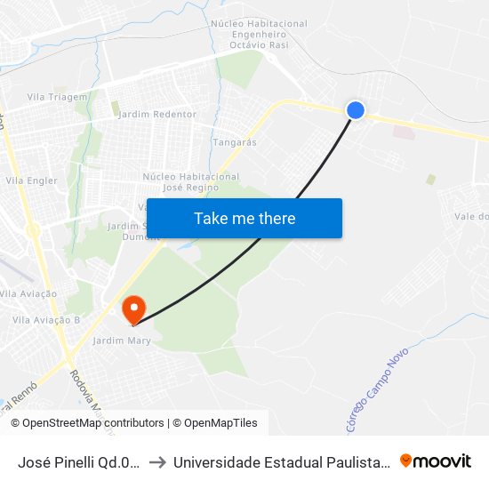 José Pinelli Qd.01 Par to Universidade Estadual Paulista - Unesp map