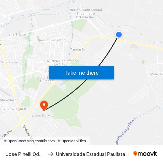 José Pinelli Qd.1 Par to Universidade Estadual Paulista - Unesp map